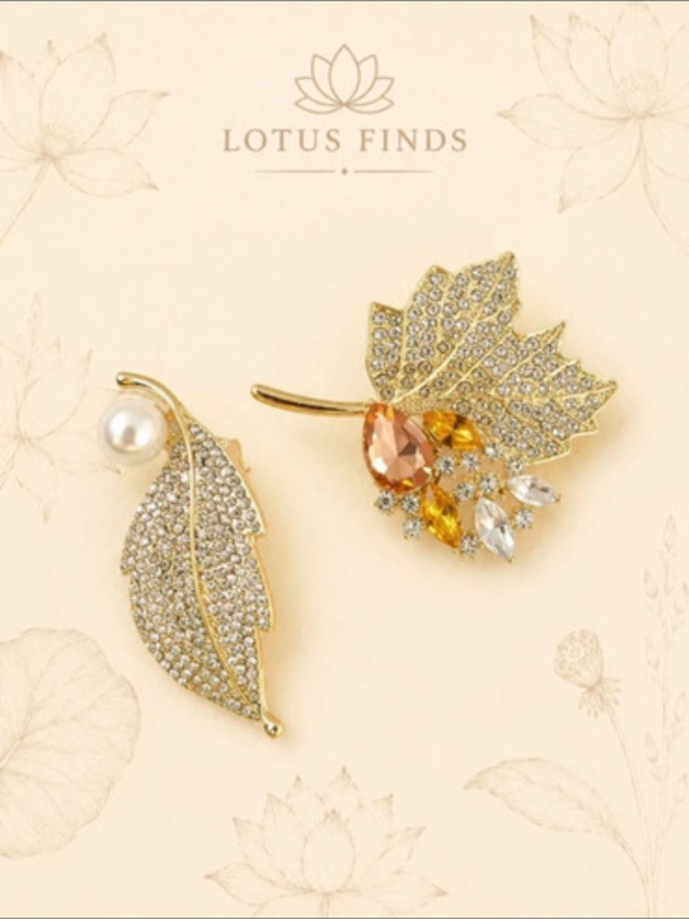 NWOT Autumn Leaf Brooch Set – 2 Sparkling Gold-Tone Leaf Pins